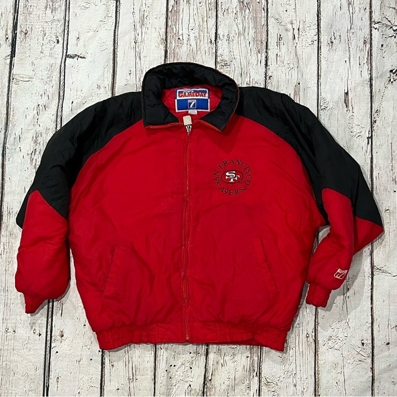 Vintage 1990s San Francisco 49ers NFL Football Logo 7 Puffy Zip Up Coat Jacket - Picture 1 of 9
